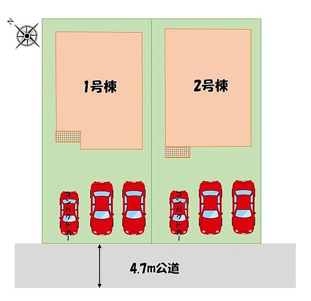 全２棟♪車種により最大３台駐車可能！南西向きで日当たりも考えられた立地です