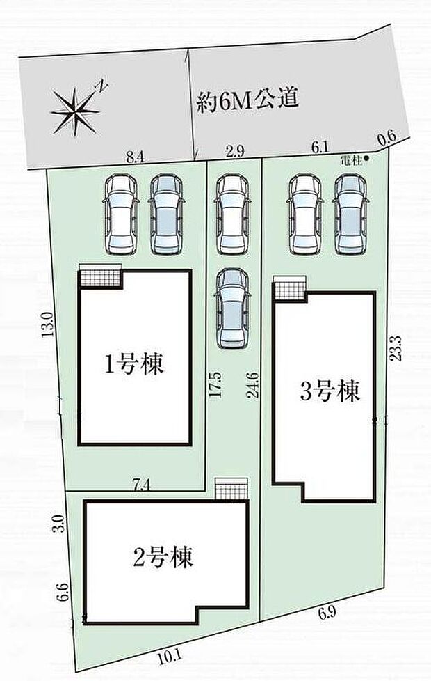 ３棟販売♪前面道路幅員約６ｍで見通しが良く車の出入りも余裕があります☆