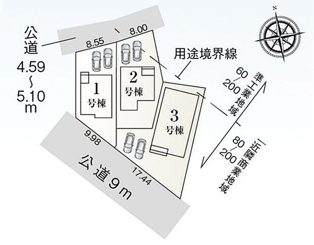 駐車２台可能♪南側に道路があり開けているのでお家に光を届けてくれます