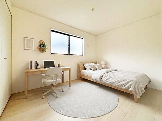 充分な広さと収納機能を備えた部屋はお子様の自発性と成長を促します。お子様の成長を支える、勉強や好きなことに没頭する学びの空間にどうぞ。※家具をCGで加工しています。家具付き販売ではございません。
