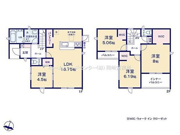 【4LDK】広々とした16帖超リビング♪2F各居室にはWIC完備で驚きの収納力☆大容量のパントリーを備え、食料品はもちろん防災備蓄品を収納するのにもお使いいただけます!◇バルコニー2か所付き♪
