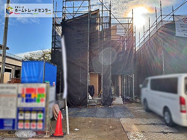 【現地外観写真】【1号棟】住宅の構造や設備仕様・完成イメージなどのご質問はいつでもお気軽にお問い合わせ下さいませ☆資料もお送りいたします♪