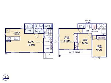 採光の考えられた１８帖リビング♪キッチン近くに水回りが集中しており家事もスムーズにこなせます☆各居室収納でお部屋もスッキリ片づけられます◎ワイドなルーフバルコニーで洗濯物もしっかり干せます♪ 