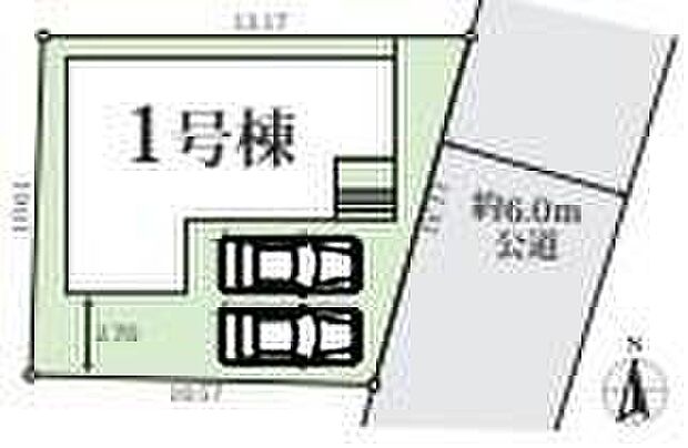 【全体区画図】南向きで日当たり良好♪駐車2台可能スペース有☆