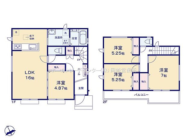 【4LDK】リビングは南向きの16帖☆お子様のお昼寝や仕事部屋にもぴったりのリビング横の洋室♪2部屋から出入り可能なワイドバルコニーはお洗濯はもちろんちょっとした息抜きスペースとしても使えそうです♪