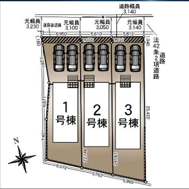 【全体区画図】並列2台駐車可能スペース有☆