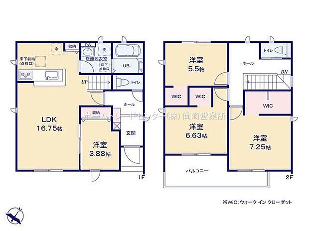 【4LDK】◇リビングには洋室が隣接☆リビングと一体利用が可能です♪◇２階居室は全てウォークインクローゼット完備！大き目の荷物もまとめて保管できます◎◇２部屋に面したワイドなバルコニー有り♪