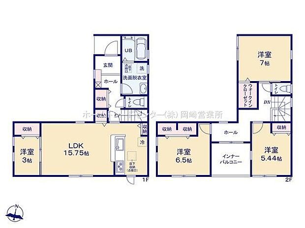 【4LDK】対面キッチン仕様の開放感あるLDKには３帖の洋室が隣接！リビングと一体利用が可能です♪収納豊富でお家もスッキリ片づけられます☆急な天候変化にも安心なインナーバルコニー仕様♪