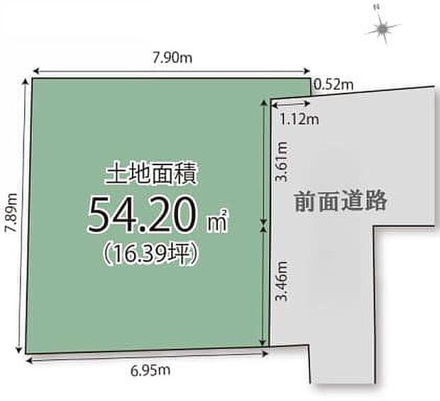 【区画図】ゆとりある約16坪。家族にぴったりなプランが叶います。