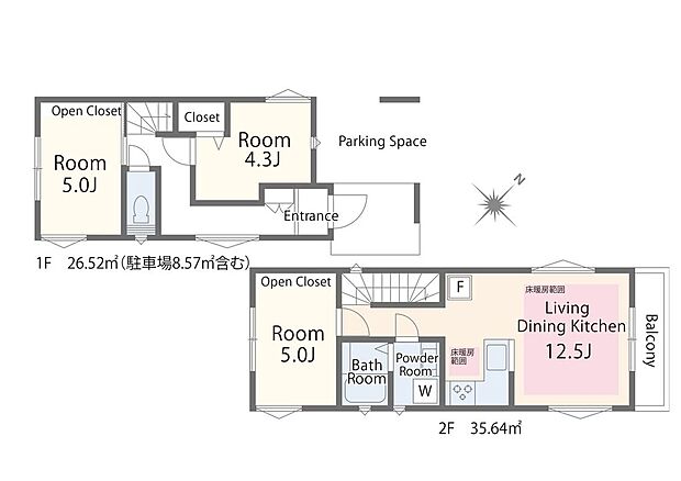 【A棟間取図】家族の時間とプライベートを両立できる3LDK。リビングに自然と集まりながらも、それぞれの居場所を大切にできる間取りです。