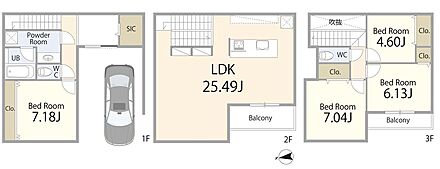 建物プラン間取:4LDK 建物プラン面積:121.74m2 建物プラン価格:2690万円 広々25帖リビングに加え、個室も充実した4LDKプラン。
家族が増えてもゆとりを感じられる、暮らしやすさを考えた間取りです。 