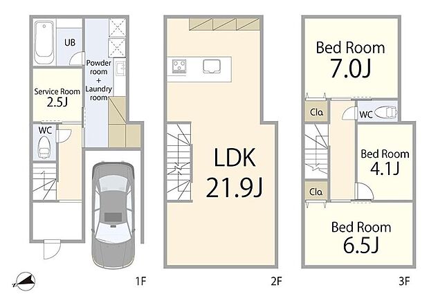 【3LDK+S】【間取図]  使い勝手の良い3LDK＋S（納戸）プラン。ゆとりある居室に加え、多目的に使えるスペースが暮らしをより便利にします。