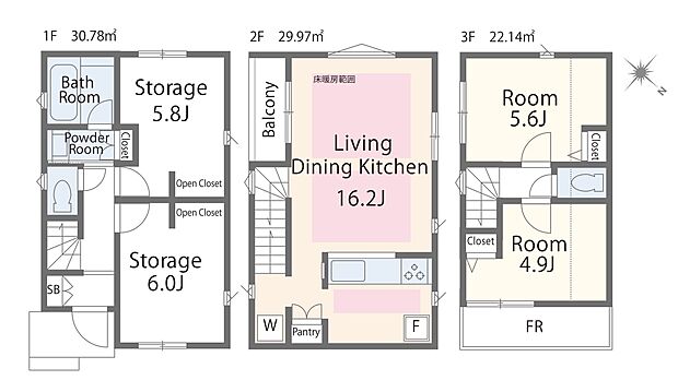 【間取図】建物プラン例、土地価格5980万円、土地面積79.21m2、建物価格2500円、建物面積82.89m2