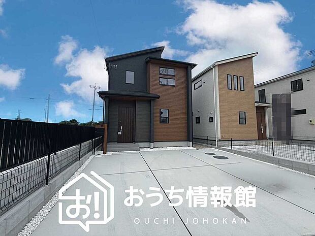 【現地写真（外観）【１号地】】雨で汚れを落とし、耐久性・耐候性に優れた外壁を使用しています。