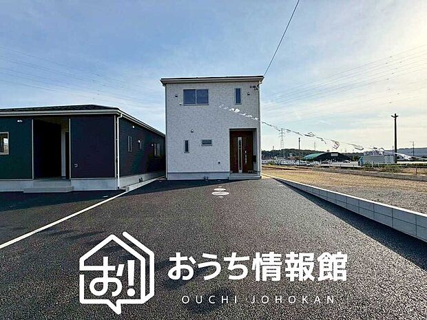 【現地写真（外観）【１号地】】雨で汚れを落とし、耐久性・耐候性に優れた外壁を使用しています。