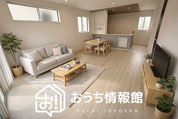 【現地写真(リビング)】フローリング材には、木目、色調など木材特有の風合いがあり、ナチュラルな美しさになっています。