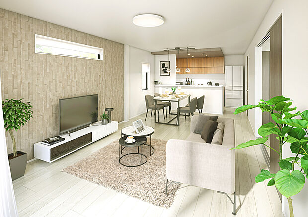 【施工例:LDK】
LDK16帖超の4LDKファミリープラン!WICやSIC、パントリーなど収納豊富なプランニング!開放的な空間での暮らしを望めます。