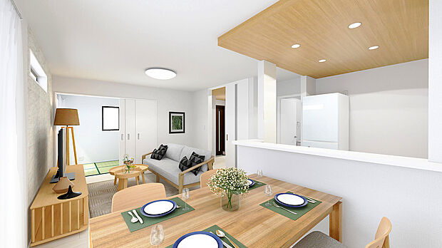 【【施工例：LDK】】土地建物総額3478万円～分譲可能！参考建物プランはLDK16帖以上のパントリー付き4LDK！