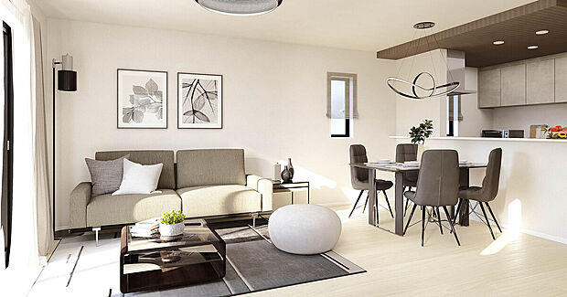 【【施工例：LDK】】LDK16帖超の4～5LDKファミリープラン！WICやSIC、パントリーなど収納豊富なプランニング！開放的な空間での暮らしを望めます。