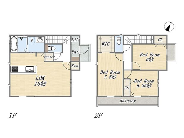 【【参考プラン:4号地】】Plan:3LDK+WIC+SIC+Pantry+カースペース2台
建物参考価格:1903万円
建物面積:87.76m2