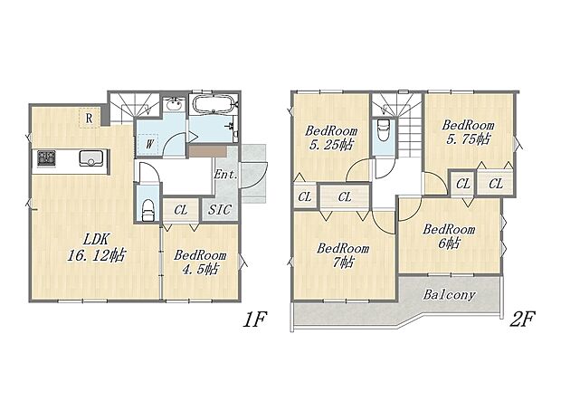 【参考プラン：2号地(2)】Plan：5LDK+SIC+カースペース
建物面積：103m2
建物価格：2003万円