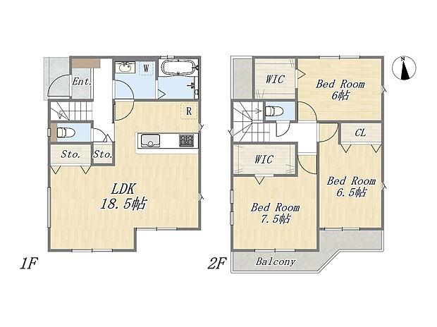 【【参考プラン:6号地】】Plan:3LDK+2WIC+カースペース2台
建物参考価格:2003万円
建物面積:96.04m2