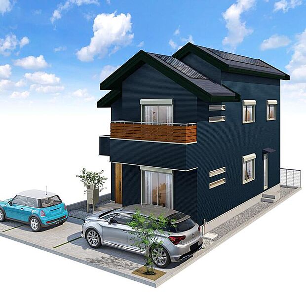 【【完成予想図（5号棟）】】敷地面積43坪超、建物面積34坪超の「4LDK」。豊富な収納により、すっきりとした暮らしが叶います。LDKは約20帖のゆったりサイズです。