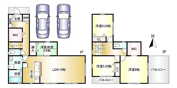 ２号棟　4LDK　土地面積:141.5ｍ2　建物面積：100.44ｍ2　駐車並列2台可能