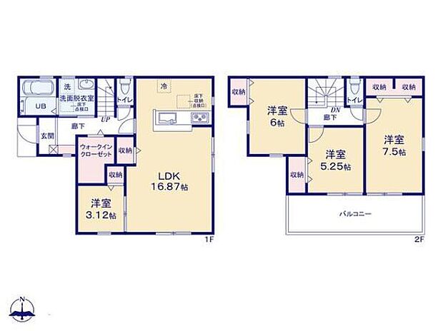 (1号棟)、4LDK、土地面積159.2m2、建物面積95.17m2