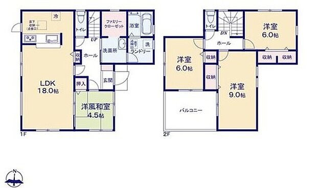 (1号棟)4LDK、土地面積142.09m2、建物面積109.3m2