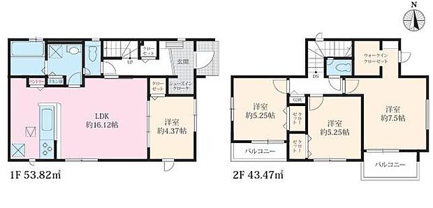 (1号棟)、価格2480万円、4LDK+S、土地面積135.95m2、建物面積97.29m2