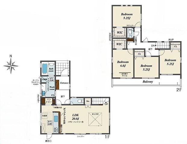 (1号棟)、4LDK、土地面積131.69m2、建物面積107.23m2