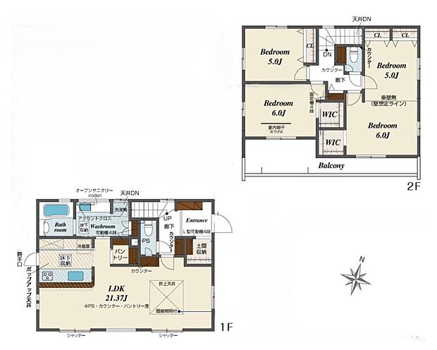 (1号棟)
3LDK、土地面積200.77m2、建物面積110.12m2