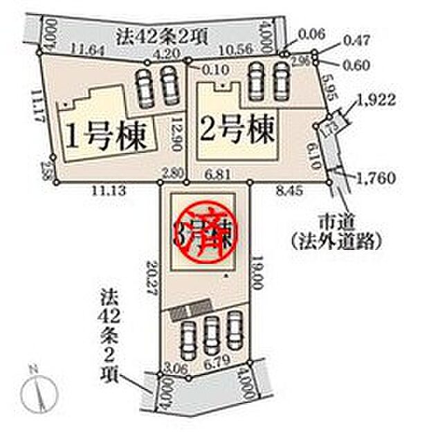 ≪全体区画図≫
カースペースは2台分可能♪閑静な住宅地☆住人以外の車の進入も少なく、小さなお子様のいるご家庭も安心です♪