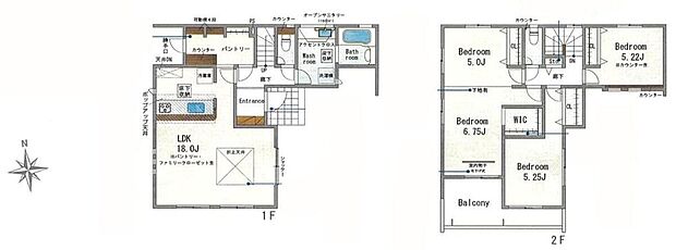 (1号棟)、3LDK、土地面積133.8m2、建物面積107.59m2