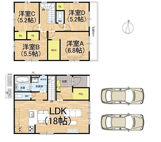 (1号地)、4LDK、土地面積137.94m2、建物面積101.85m2