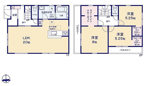 (1号棟)、3LDK、土地面積114.63m2、建物面積99.36m2