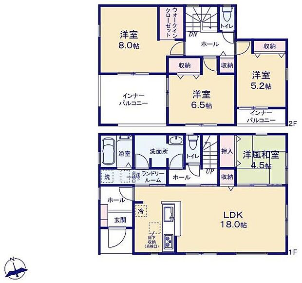 (2号棟)、4LDK、土地面積207.39m2、建物面積120.06m2