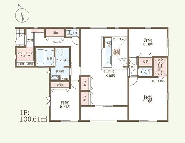 (2号棟)、3LDK、土地面積224.74m2、建物面積100.61m2