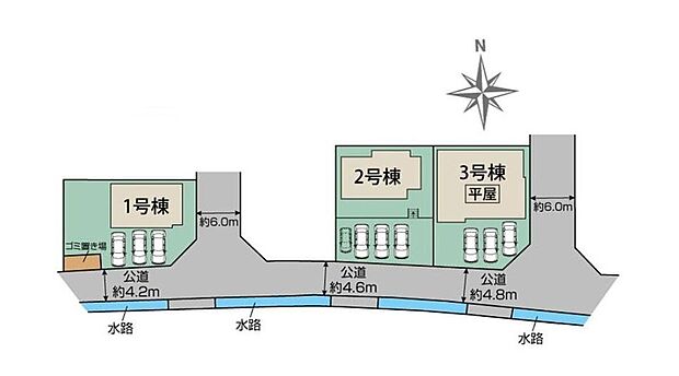 閑静な住宅地☆お車は3台駐車可能です♪