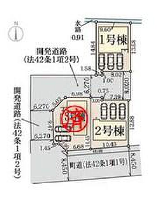 ≪全体区画図≫
お車【1、2号棟：3台】【3号棟：2台】並列駐車可能です！約6.2ｍと広めの前面道路で出し入れもラクラク♪