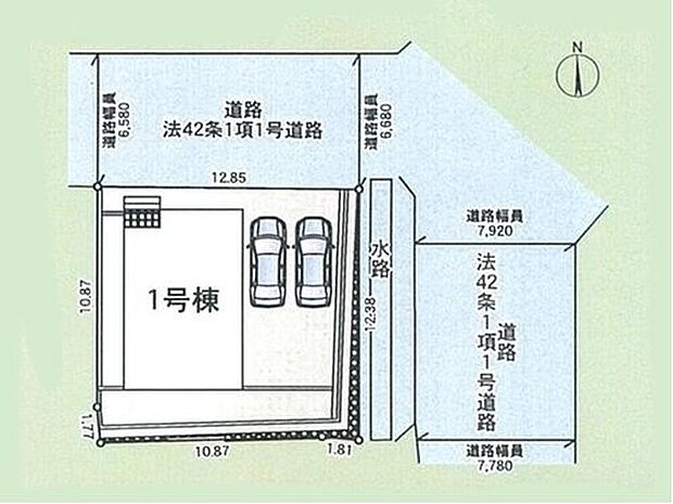 【全体区画図】カースペース2台分ご用意ございます♪(車種による)
家族分の自転車を駐輪したり、来客用の駐車スペースとしてもお使いいただけます♪