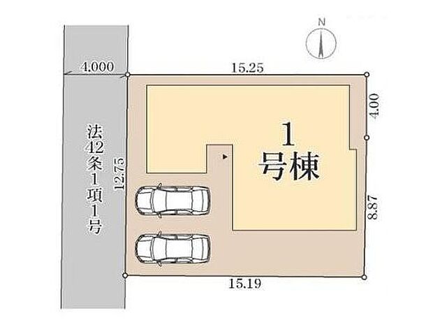 【全体区画図】カースペース２台分ございますので、家族分の自転車を駐輪したり、来客用の駐車スペースとしてもお使いいただけます。