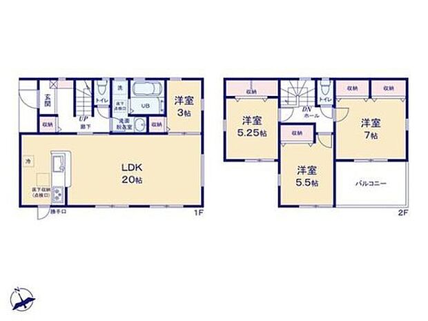 【4LDK】リビング横の洋室はお子様のプレイルームにもぴったりの空間♪
バルコニーは約5帖あり、洗濯物もたっぷり干せて快適です♪
奥行きのあるLDKで空間がより広く演出します!あると嬉しい勝手口付き♪