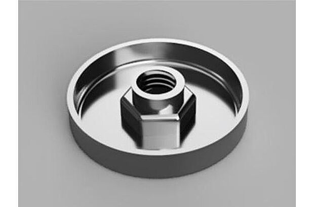 【木材のずれを抑える「せん断力負担腰掛座金」】座金は住宅の土台等の接合部に最も用いられる部品
です。 一般的なめり込み防止の役割のほかに、座金の端部を立ち上げ木材に接触させることで木材のずれを抑える効果を付加し、住宅の構造性能を向上させました。