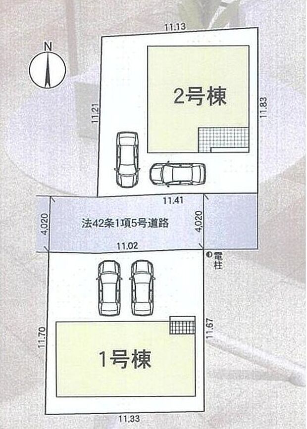 【全体区画図】車通りの少ない前面道路 は、小さなお子様がいても安心です♪車庫入れが苦手な方でも安心して入れられます♪