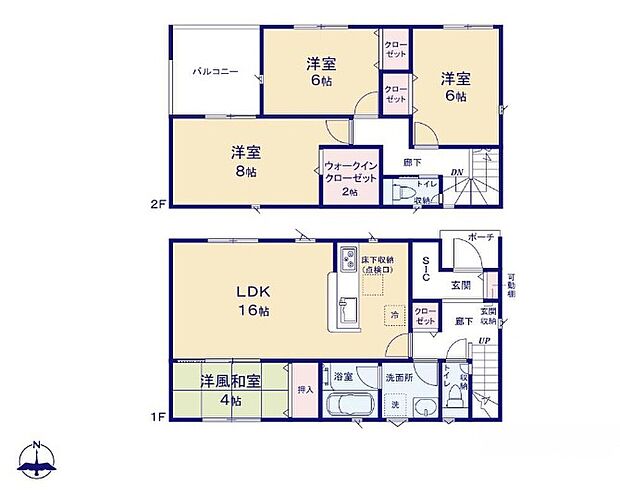 【4LDK】対面式キッチンですので、お食事の準備をしながらご家族との会話を楽しめます♪
リビングに隣接した洋風和室は、家事の休憩スペースやお子様のお昼寝スペースとしても活躍します♪広々ワイドバルコニーも♪