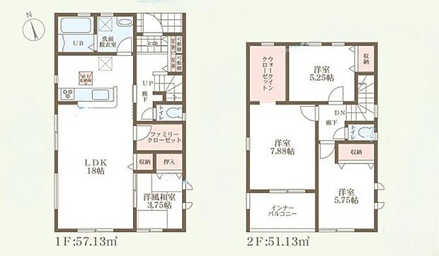 【4LDK】LDK隣には、ホッとできる「和室」を用意!お昼寝スペースや書斎としてなど、いろいろとお使い頂けます♪
あると便利なファミリークローク♪
2階主寝室にウオークインクローゼット♪インナーバルコニー付き♪