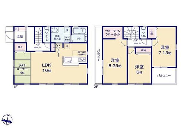 【3LDK】全居室南向きで明るく開放的♪LDK隣にほっと落ち着く「タタミコーナー」付き！
全居室収納＆パントリー収納付きでお部屋スッキリ！
2バルコニー仕様で、お洗濯物がたくさん干せます♪