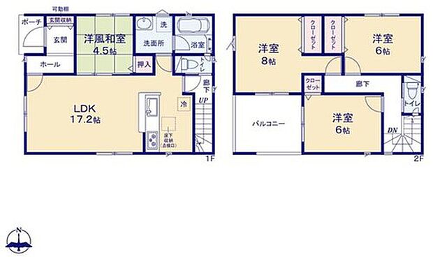【4LDK】家族のコミュニケーションを重視した対面式キッチンプランです♪
あると落ち着く『和室』付♪休憩スペースやお子様のお昼寝スペースとしても♪
南向きのワイドなバルコニーで、お洗濯物をたくさん干せます♪